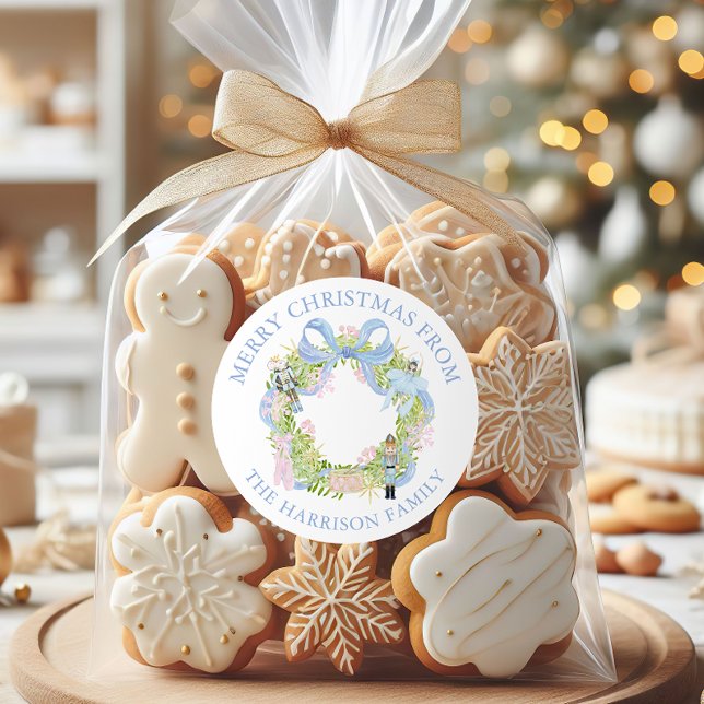 Sticker Rond Aquarelle Nutcracker Wreath Cadeau (Créateur téléchargé)