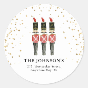 Sticker Rond Aquarelle Nutcrak Noël Adresse de retour