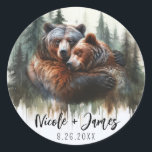 Sticker Rond Aquarelle Oears Rustic Wilderness Mariage<br><div class="desc">customisez avec n'importe quel texte.</div>