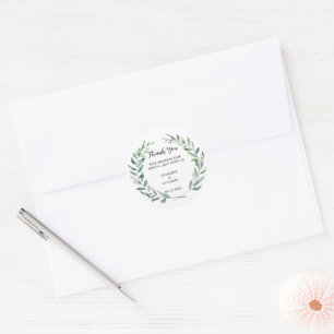 Sticker Rond Aquarelle olive feuille Mariage Merci Favoriser