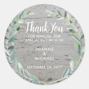 Sticker Rond Aquarelle olive feuille Mariage Merci Favoriser