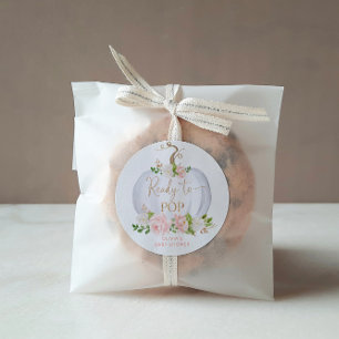 Sticker Rond Aquarelle or Citrouille prêt à pop Classic Roun