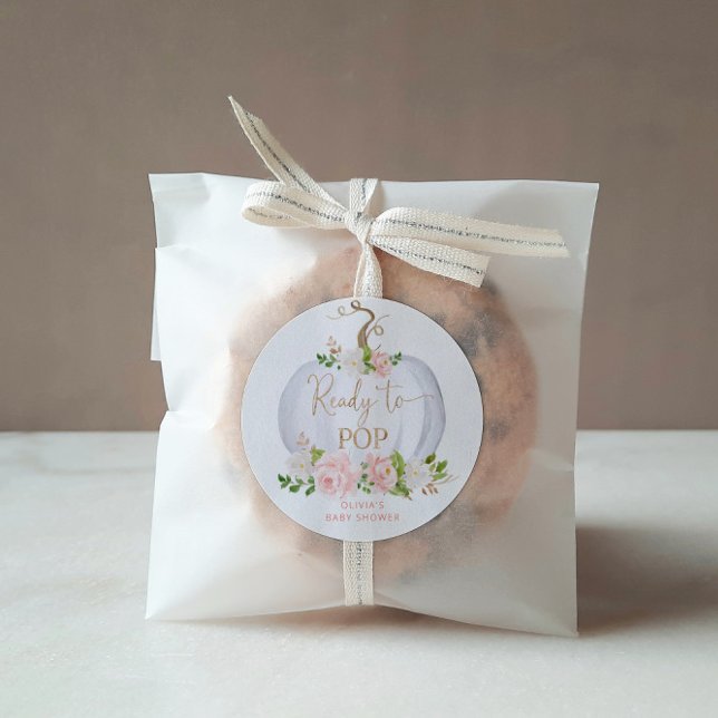 Sticker Rond Aquarelle or Citrouille prêt à pop Classic Roun (Créateur téléchargé)