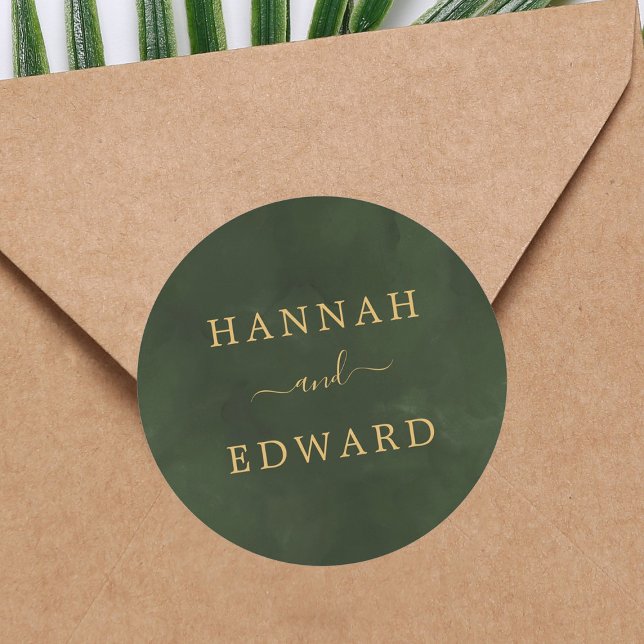 Sticker Rond Aquarelle or et vert (Créateur téléchargé)