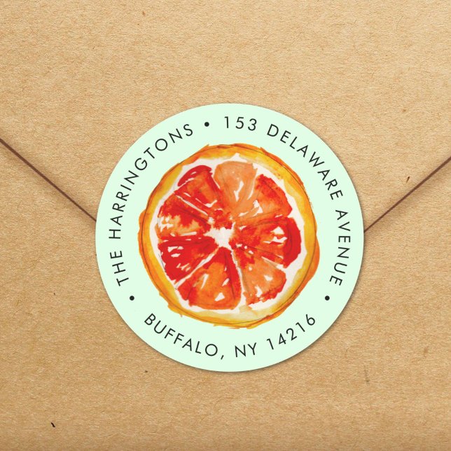 Sticker Rond Aquarelle Orange Citrus tracée à la main Adresse d (Great for school or office, this artistic orange citrus sticker is hand-illustrated and unique.)
