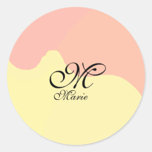 Sticker Rond Aquarelle orange jaune rétro ajouter votre monogra