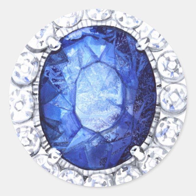 Sticker Rond Aquarelle originale Royal Sapphire (Devant)