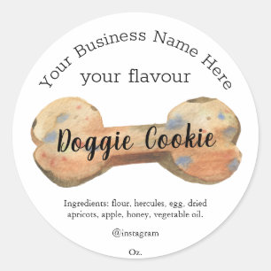 Sticker Rond Aquarelle Os de chien Cookie de chien personnalisé