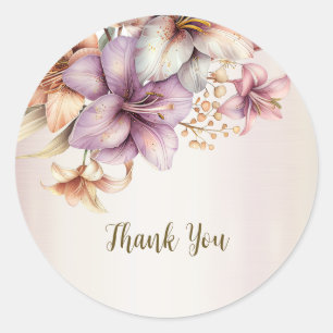 Sticker Rond Aquarelle Party Boho rose Fleurs Élégant