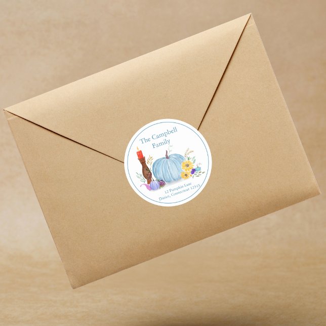 Sticker Rond Aquarelle Pastel Citrouille, Automne (Créateur téléchargé)