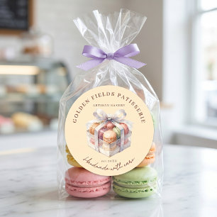 Sticker Rond Aquarelle Pastel Macaron Pâtisserie Boulangerie