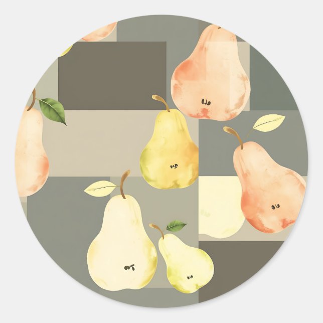 Sticker Rond Aquarelle Patchwork Motif (Devant)