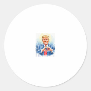 Sticker Rond Aquarelle patriotique Trump cœur mains