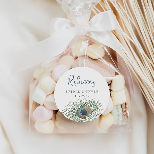 Sticker Rond Aquarelle Peacock Fête des mariées (Créateur téléchargé)