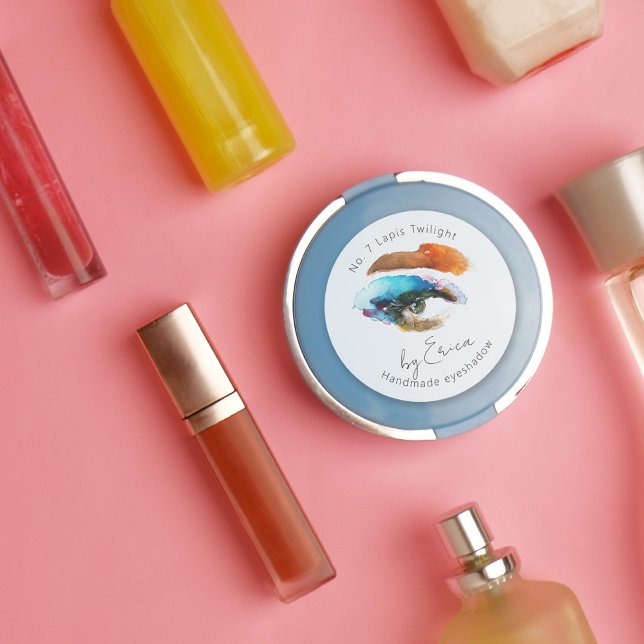 Sticker Rond Aquarelle Peinture des yeux maquillage Emballage d (Créateur téléchargé)