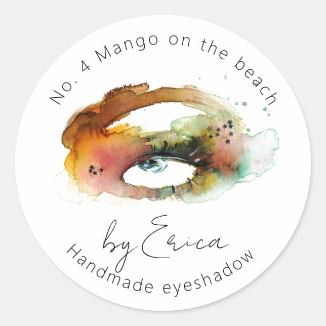 Sticker Rond Aquarelle Peinture des yeux maquillage Emballage d (Devant)