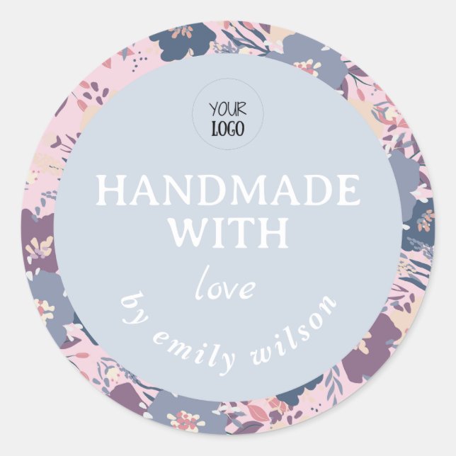 Sticker Rond Aquarelle personnalisable Floral Emballage artisan (Devant)