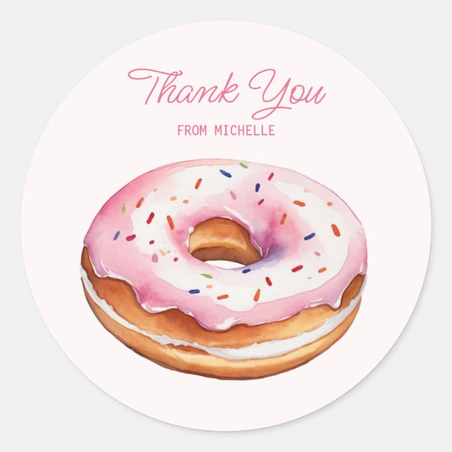 Sticker Rond Aquarelle personnalisée Donut (Devant)