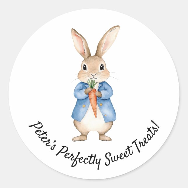 Sticker Rond Aquarelle Peter Rabbit Jardin Baby shower (Devant)