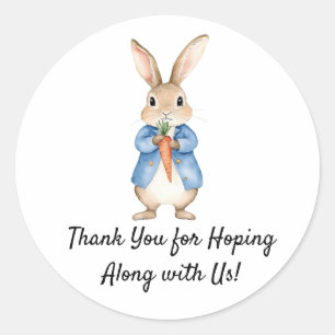 Sticker Rond Aquarelle Peter Rabbit Jardin Baby shower