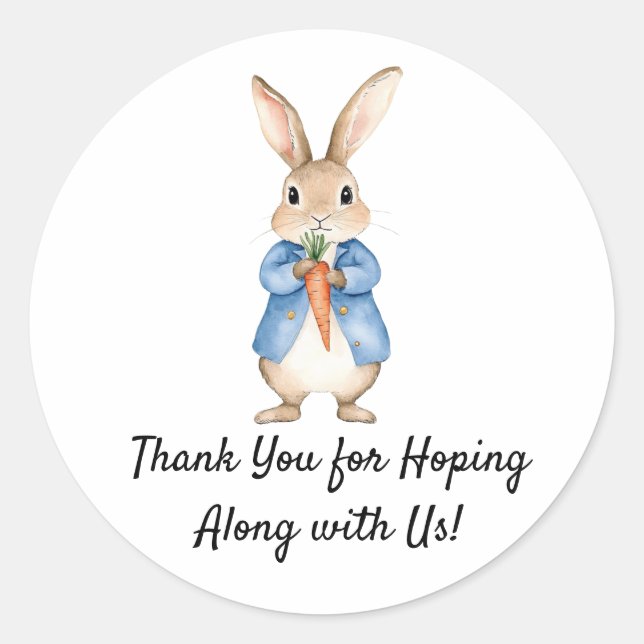 Sticker Rond Aquarelle Peter Rabbit Jardin Baby shower (Devant)