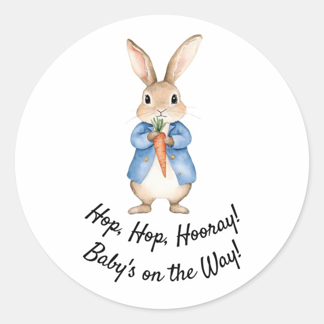 Sticker Rond Aquarelle Peter Rabbit Jardin Baby shower (Devant)