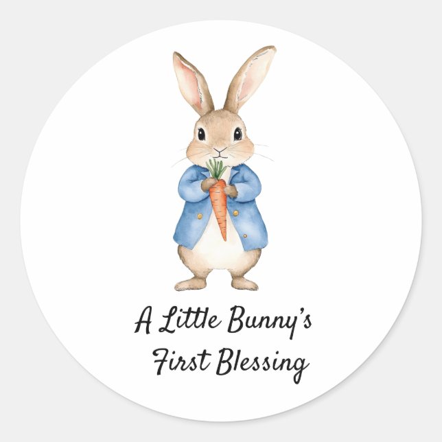 Sticker Rond Aquarelle Peter Rabbit Jardin Baby shower (Devant)