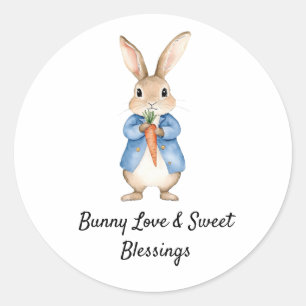 Sticker Rond Aquarelle Peter Rabbit Jardin Baby shower