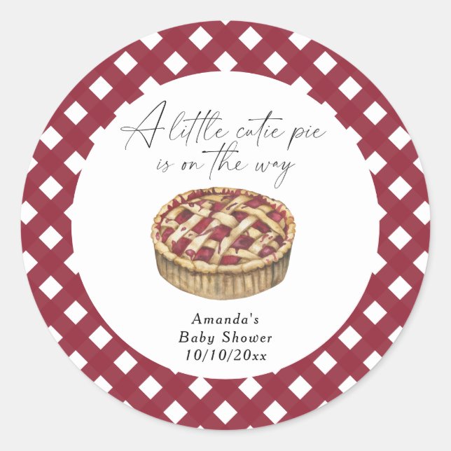 Sticker Rond Aquarelle petit baby shower à tarte (Devant)