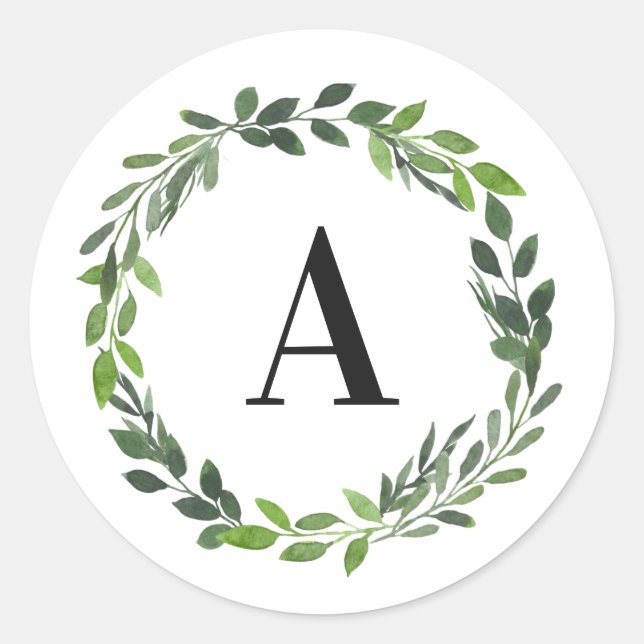 Sticker Rond Aquarelle photo de la couronne initiale / feuille  (Devant)