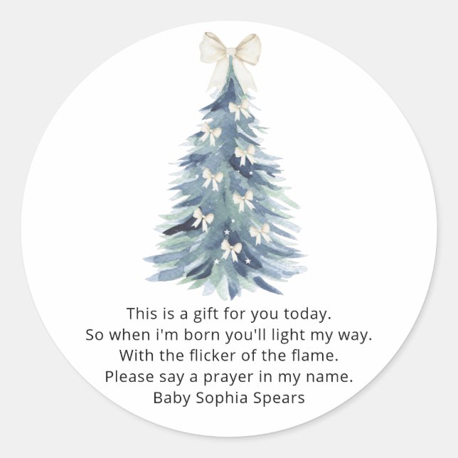 Sticker Rond Aquarelle pin - Prières pour bébé (Devant)
