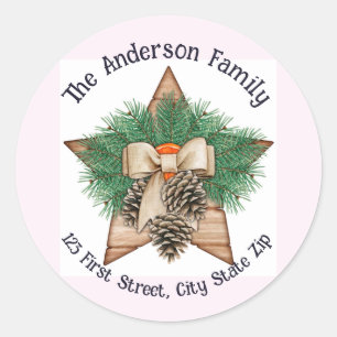 Sticker Rond Aquarelle Pine Arbre cône Vert Noël Personnalisé