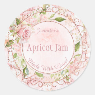 Sticker Rond Aquarelle Pink Floral Jelly Jam Boulangerie de con