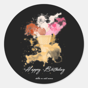 Sticker Rond Aquarelle Plafond Anniversaire Crème glacée