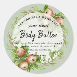 Sticker Rond Aquarelle pomme courge corps beurre corps gommage