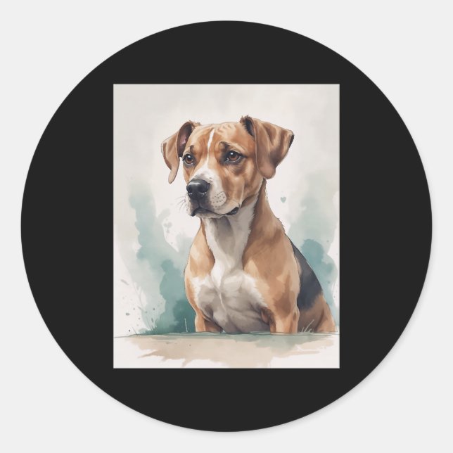 Sticker Rond Aquarelle Portrait de chien (Devant)