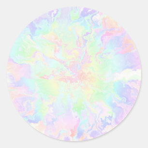 Sticker Rond Aquarelle Rainbow Pastel Flower
