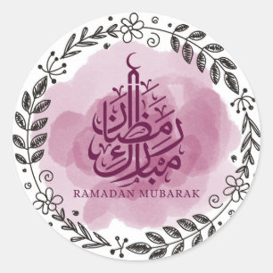 Sticker Rond Aquarelle Ramadan Moubarak