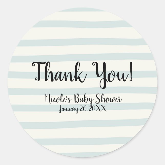 Sticker Rond Aquarelle Rayures Chic Baby shower Moderne Favoris (Devant)