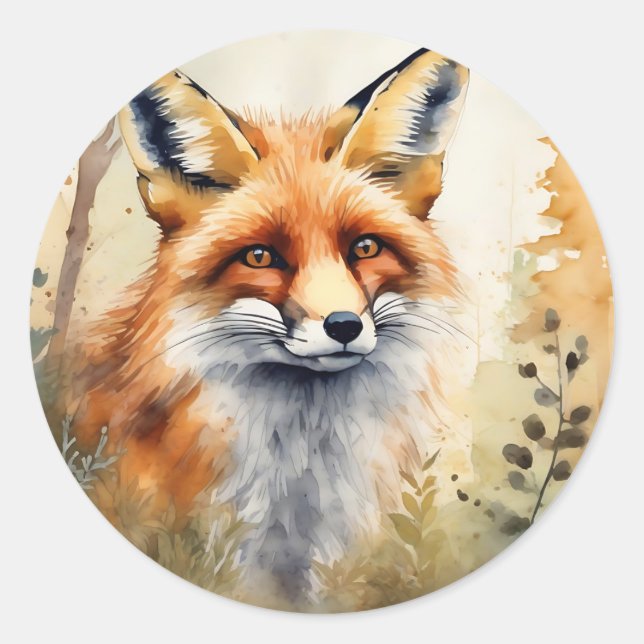 Sticker Rond Aquarelle Red Fox (Devant)