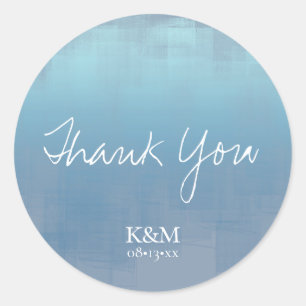 Sticker Rond Aquarelle Réflexions Merci Dusty Blue ID774