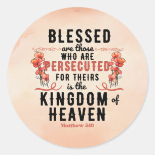 Sticker Rond Aquarelle Retro Matthew 5:10 Poppies