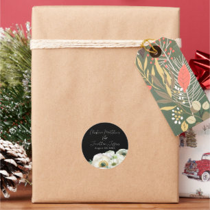 Sticker Rond Aquarelle romantique Ranunculus blanc sur fond noi