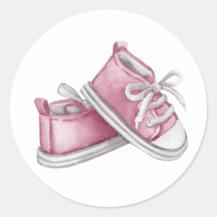 Sticker Rond Aquarelle rose Baby shower de bébés bonbons