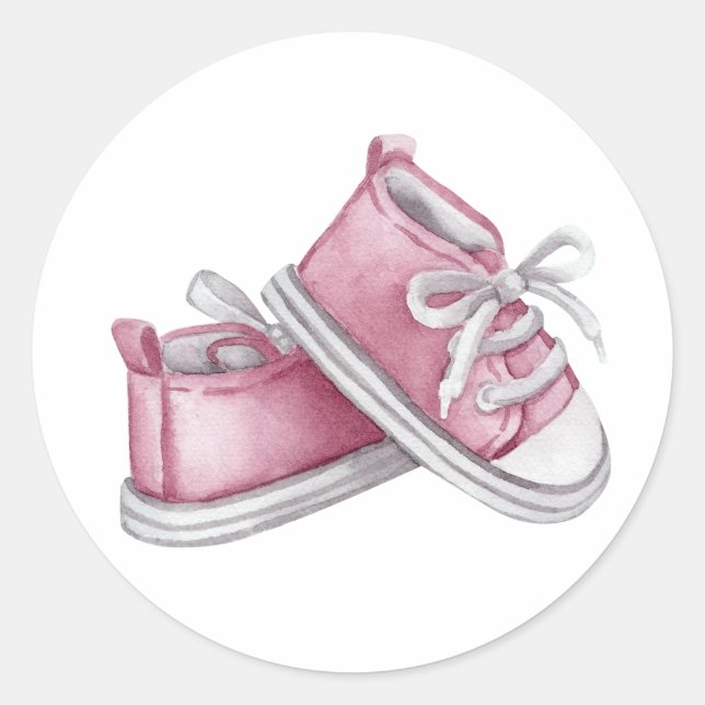 Sticker Rond Aquarelle rose Baby shower de bébés bonbons (Devant)