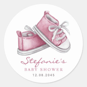 Sticker Rond Aquarelle rose Baby shower de bébés bonbons