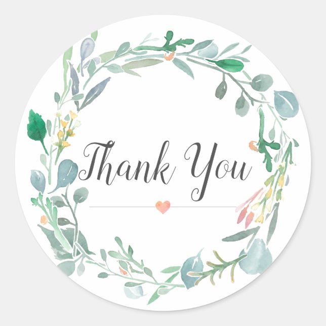 Sticker Rond Aquarelle rose Baby shower vert Merci (Devant)