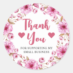 Sticker Rond Aquarelle rose cerisier fleuri Petite entreprise