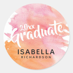 Sticker Rond Aquarelle rose et orange moderne