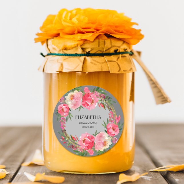 Sticker Rond Aquarelle rose Fête des mariées florale (Créateur téléchargé)